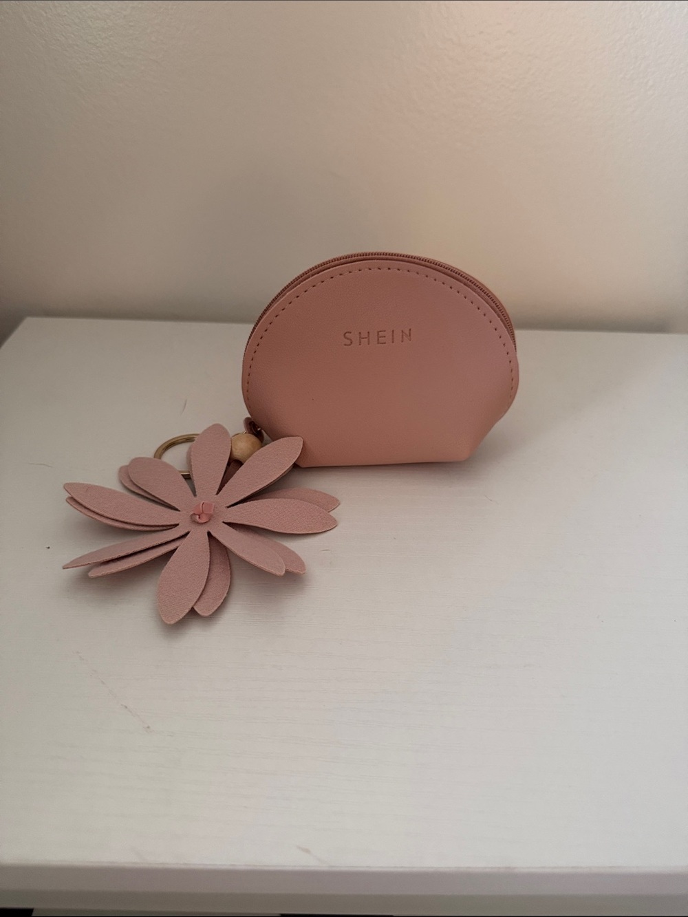 SHEIN Blush Pink Floral Keyring Coin Purse